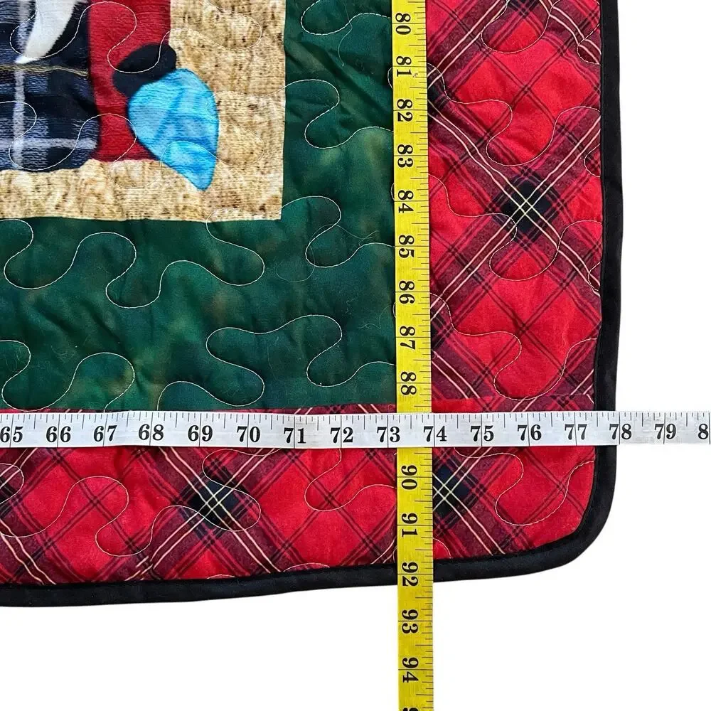 Christmas Gnome Patchwork Quilt Coverlet 92x78 Handmade Folk Art Bedspread